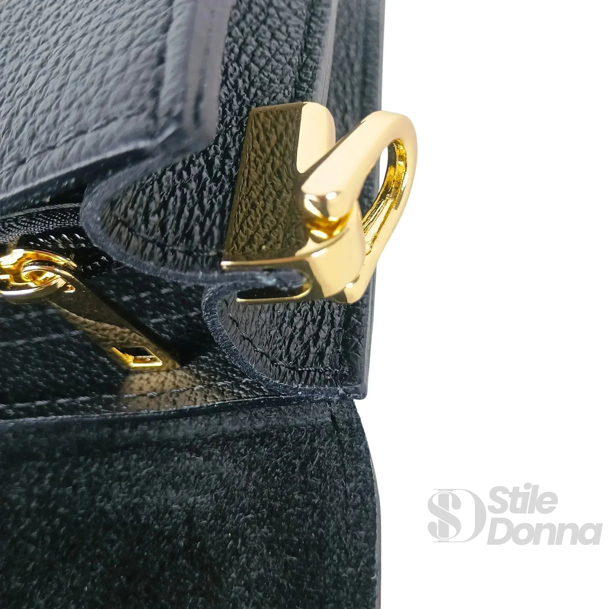 borsa-a-tracolla-donna-luxe-crossbody-in-vera-pelle-nera-976 - Stile Donna Bags