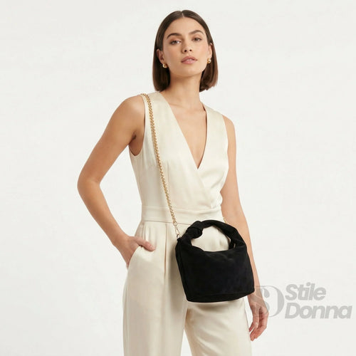 borsa-a-tracolla-hobo-in-pelle-scamosciata-velluto-nero-289 - Stile Donna Bags