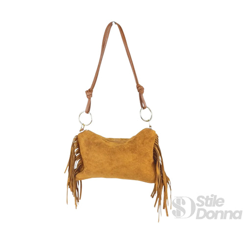 Borsa a tracolla Camilla Boho in pelle scamosciata con fr… | Vista posteriore | vera pelle
