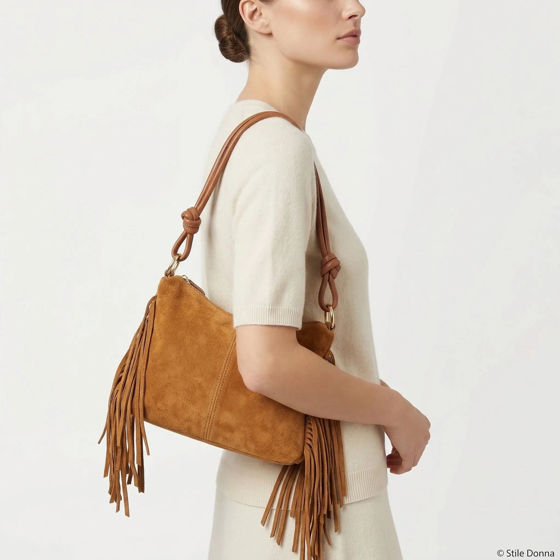 borsa-a-tracolla-in-camoscio-con-frange-boho-279 - Stile Donna Bags