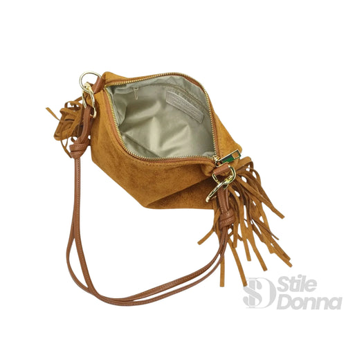 Borsa a tracolla Camilla Boho in pelle scamosciata con fr… | Interno e tasche | vera pelle