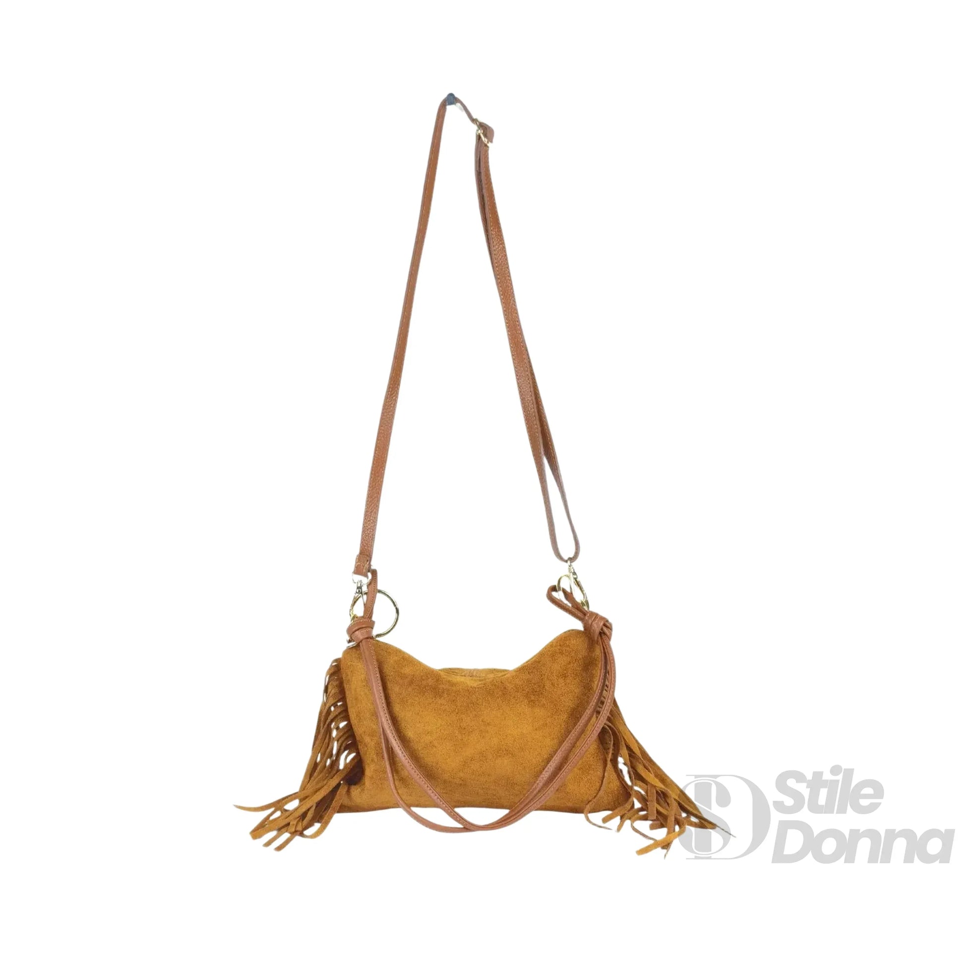borsa-a-tracolla-in-camoscio-con-frange-boho-795 - Stile Donna Bags