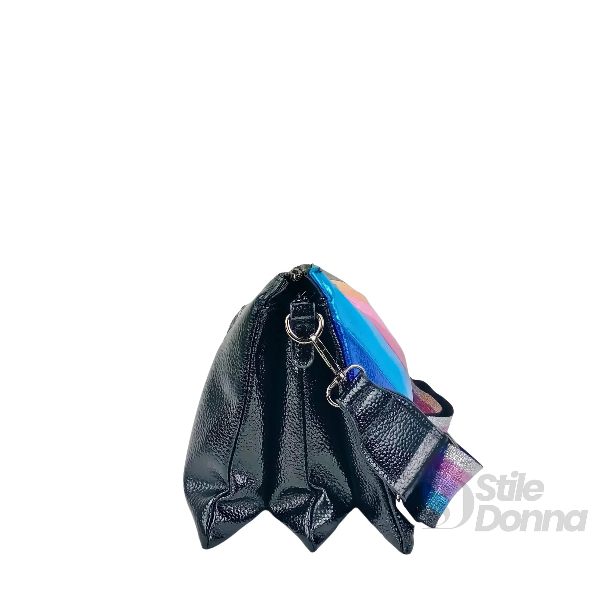 Borsa A Tracolla In Ecopelle Arcobaleno Metallizzata Stil… | Interno e tasche | ecopelle