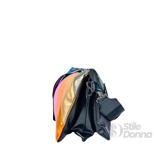 Borsa A Tracolla In Ecopelle Arcobaleno Metallizzata Stil… | Prospettiva indossata | ecopelle