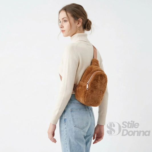 borsa-a-tracolla-in-pelliccia-sintetica-zaino-mini-701 - Stile Donna Bags