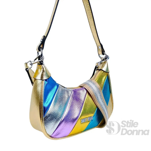 Rainbow Metallic Borsa A Tracolla Rigata Ecopelle Compatt… | Interno e tasche | ecopelle