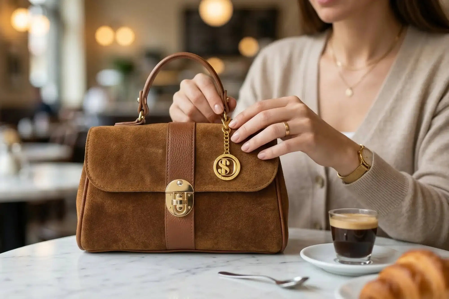 borsa-camoscio-marrone-tracolla-pelle-conciata-vegetale-color-tabacco-contrasto - Stile Donna Bags