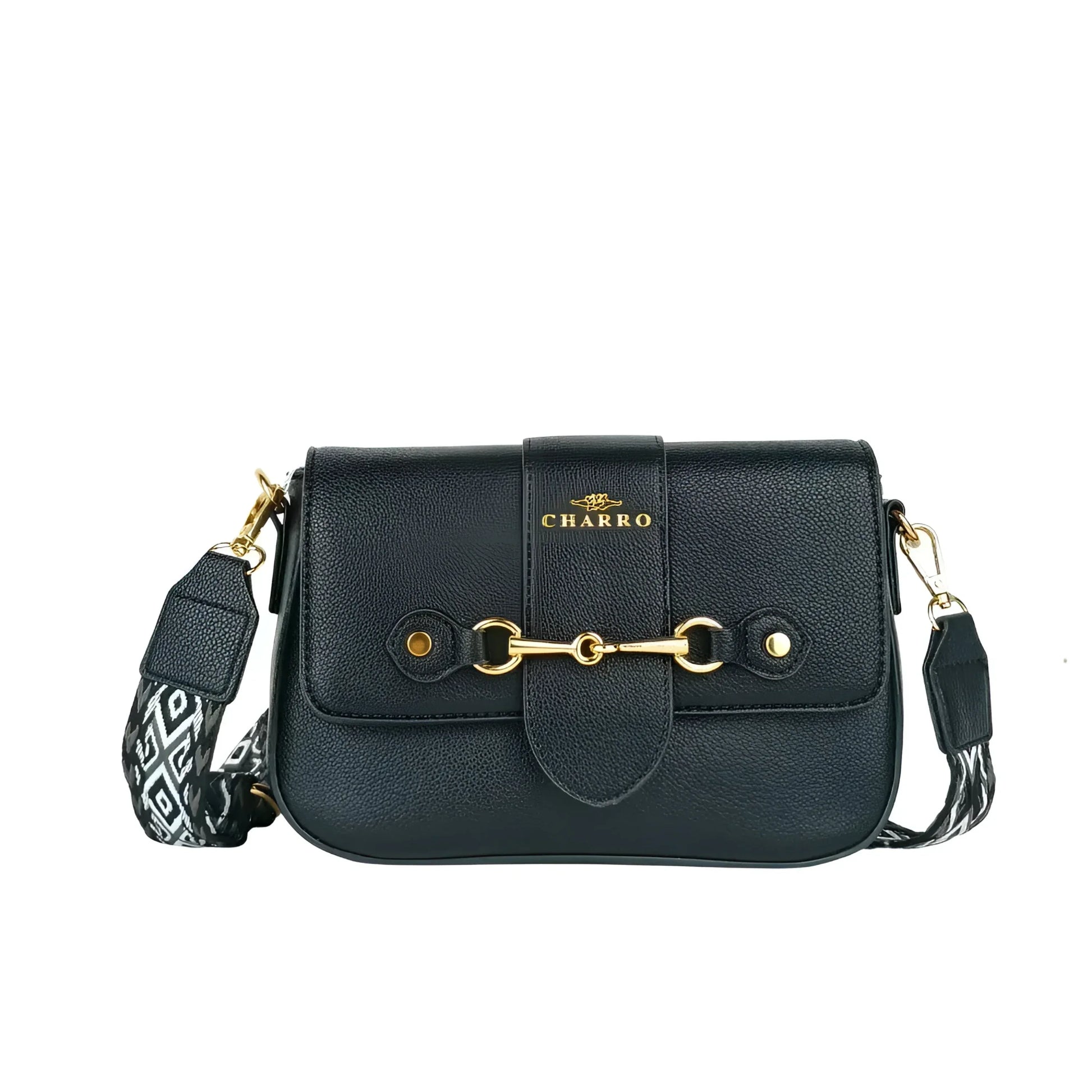 Borsa Charro in Pelle Crossbody da Donna | Vista frontale | ecopelle | Nero