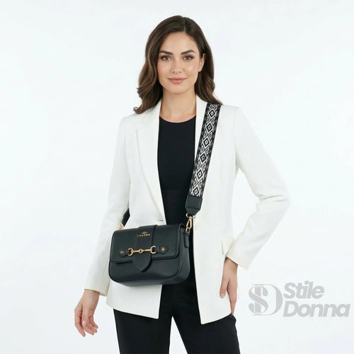 Borsa Charro in Pelle Crossbody da Donna | Vista laterale | ecopelle | Nero