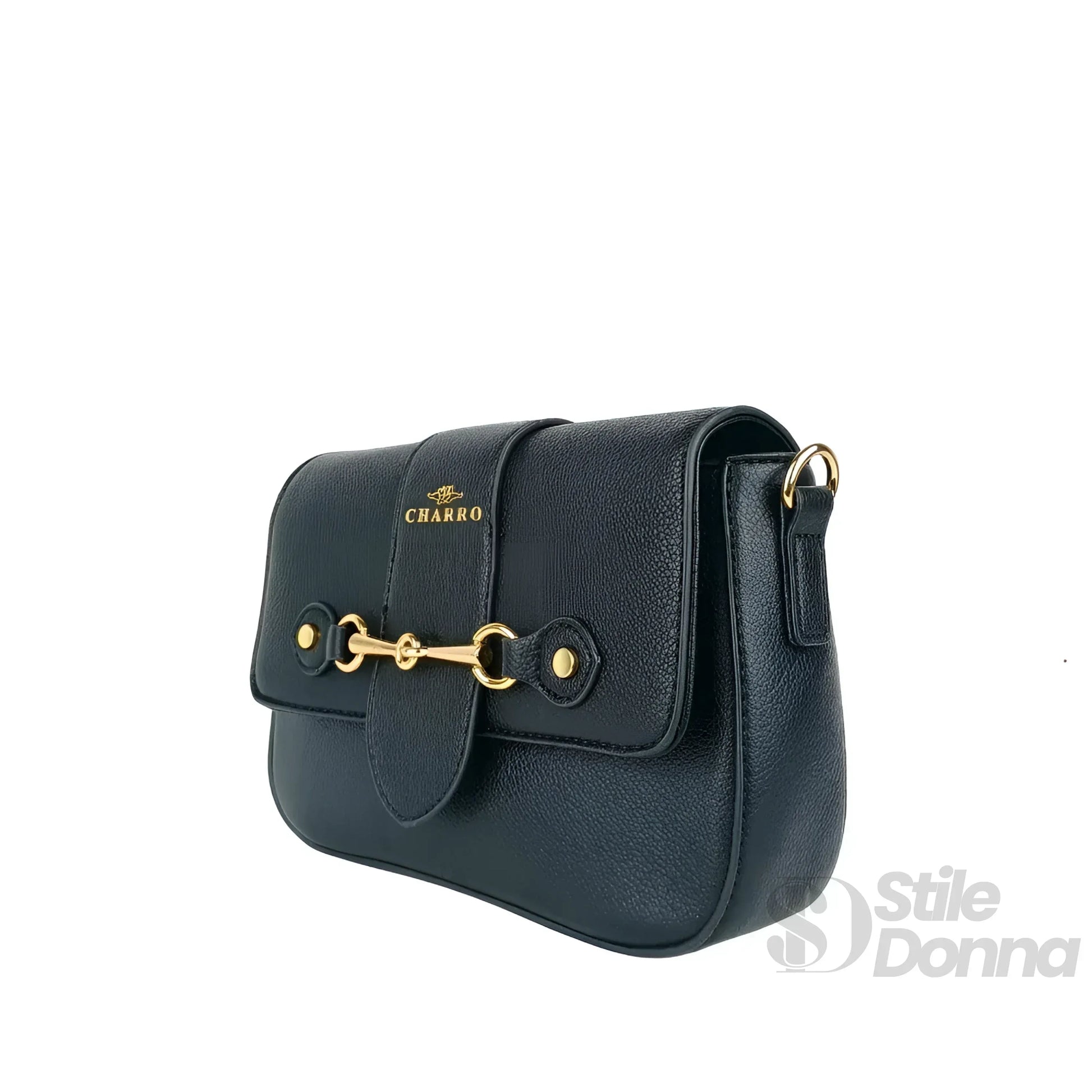 Borsa Charro in Pelle Crossbody da Donna | Close-up chiusura | ecopelle | Nero