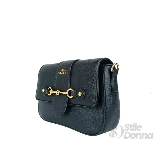 Borsa Charro in Pelle Crossbody da Donna | Close-up chiusura | ecopelle | Nero