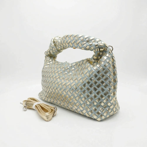 Borsa con manico a nodo intrecciata in argento | Interno e tasche | ecopelle | Argento