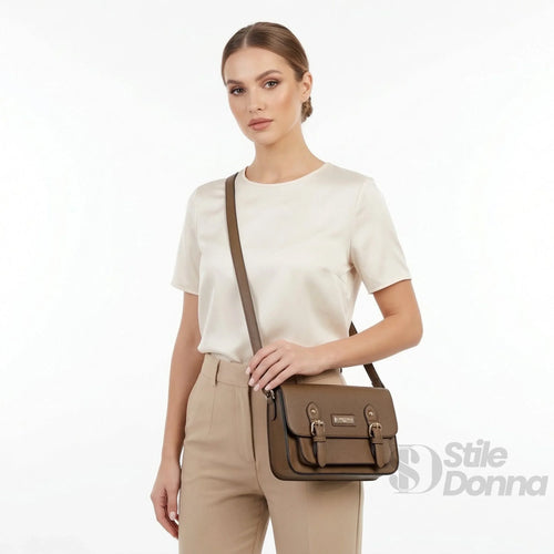 Borsa Crossbody Charro in Pelle PU | Vista laterale | ecopelle | Marrone