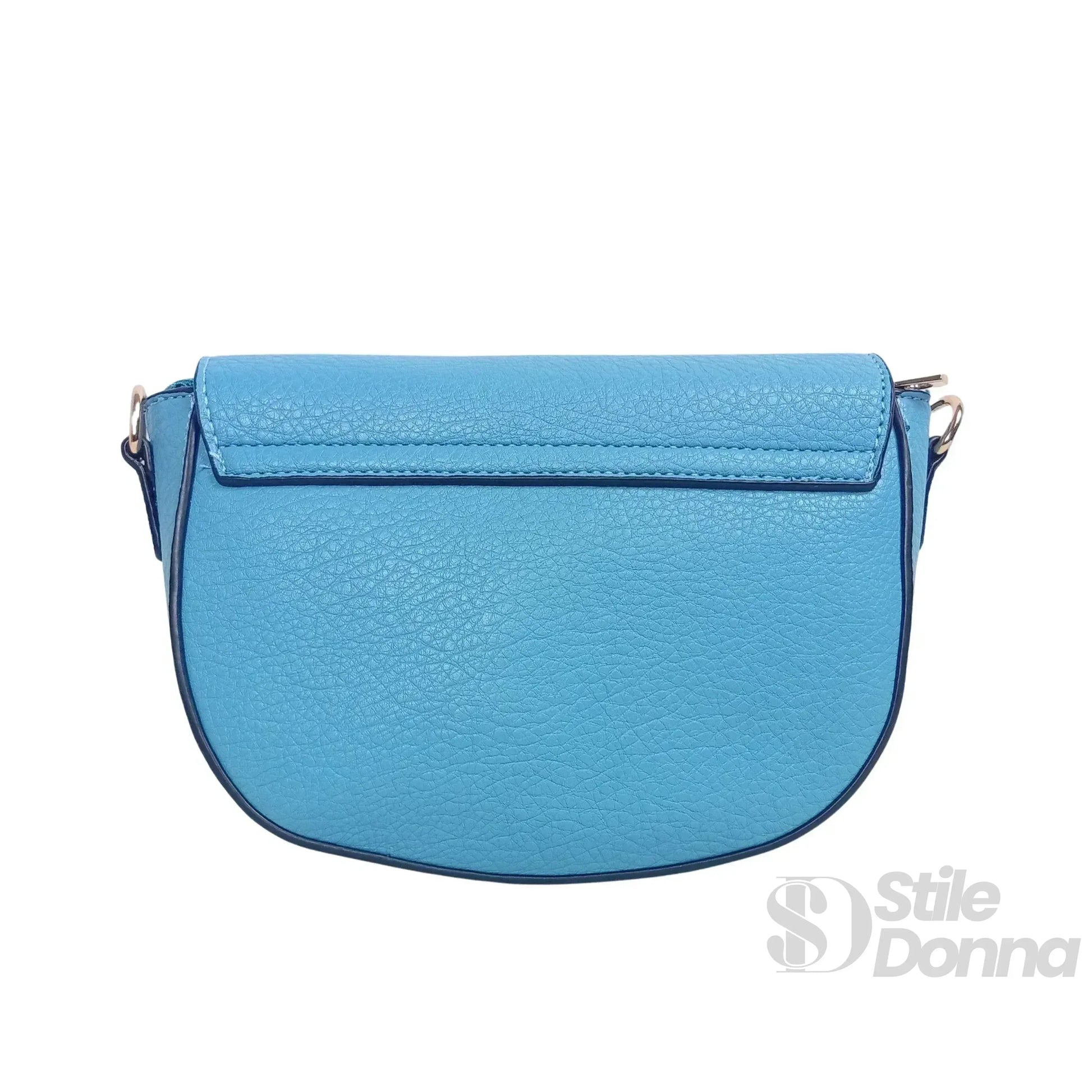 Borsa Crossbody in Pelle Azzurra con Chiusura Magnetica | Vista dall'alto | ecopelle | Nero