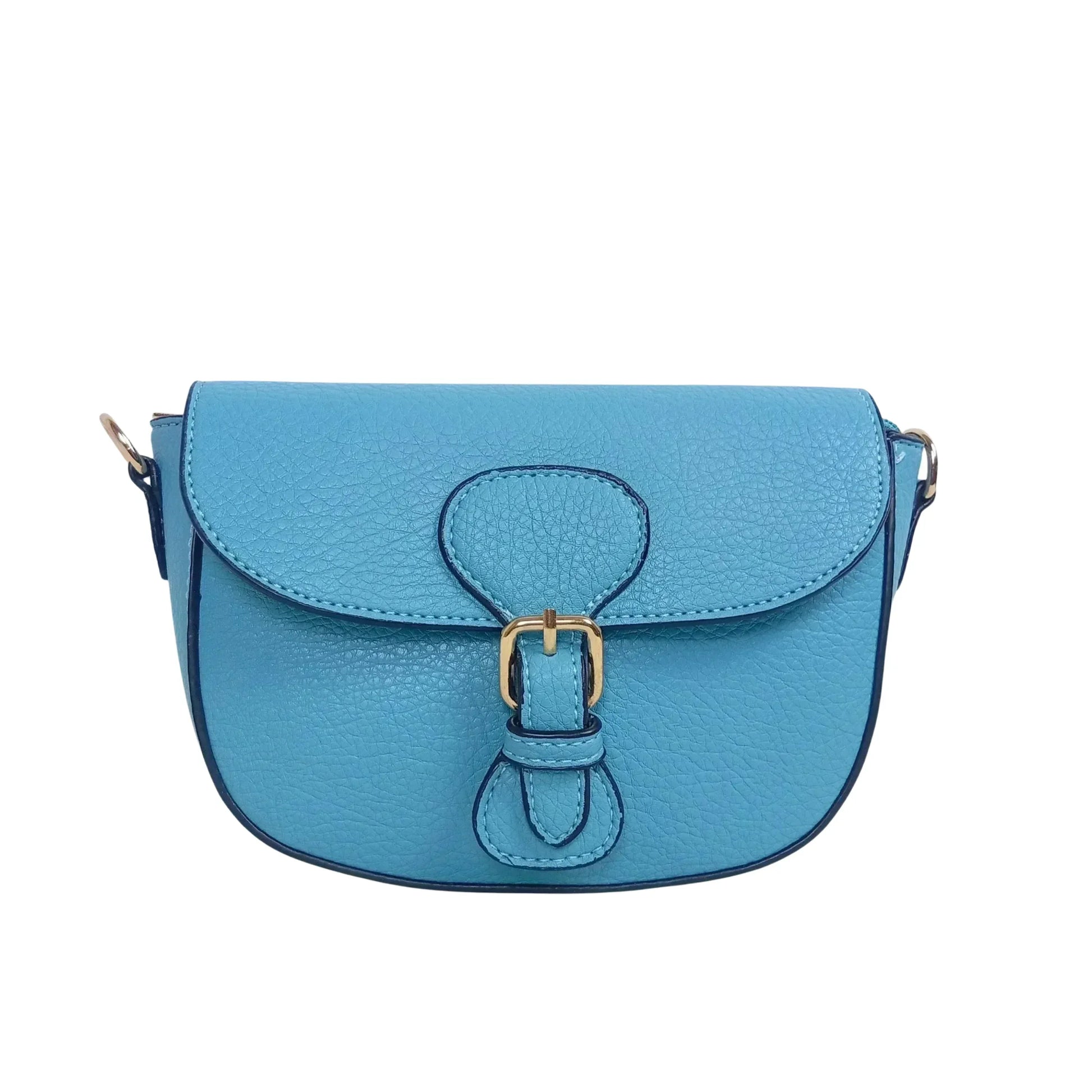 Borsa Crossbody in Pelle Azzurra con Chiusura Magnetica | Vista frontale | ecopelle | Blu
