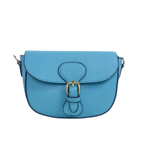 Borsa Crossbody in Pelle Azzurra con Chiusura Magnetica | Vista frontale | ecopelle | Blu