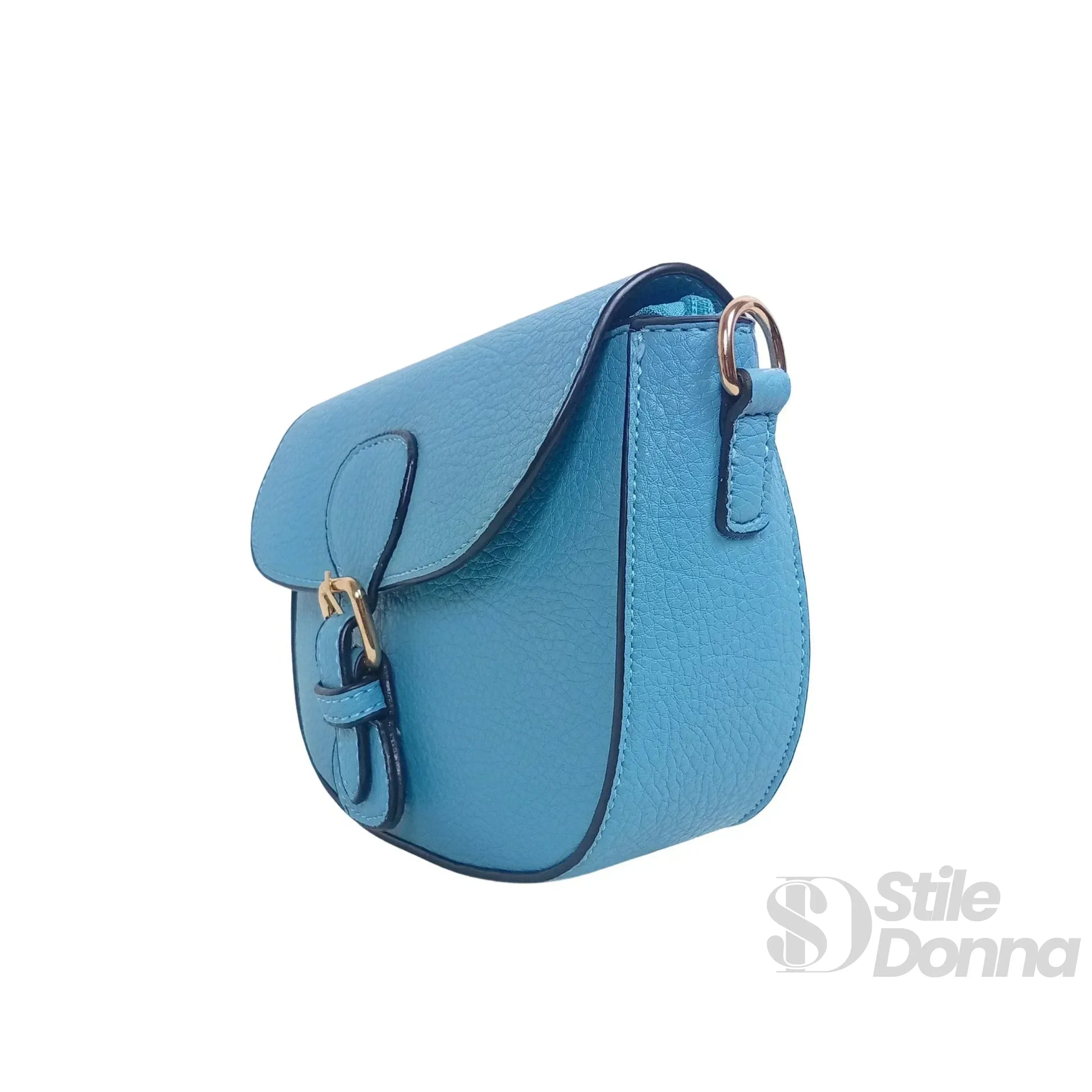 Borsa Crossbody in Pelle Azzurra con Chiusura Magnetica | Vista posteriore | ecopelle | Nero
