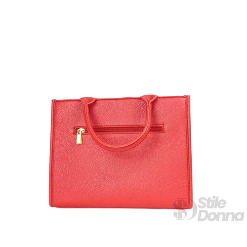 Borsa da Donna in Pelle Rossa con Ricamo Floreale | Interno e tasche | ecopelle | Rosso