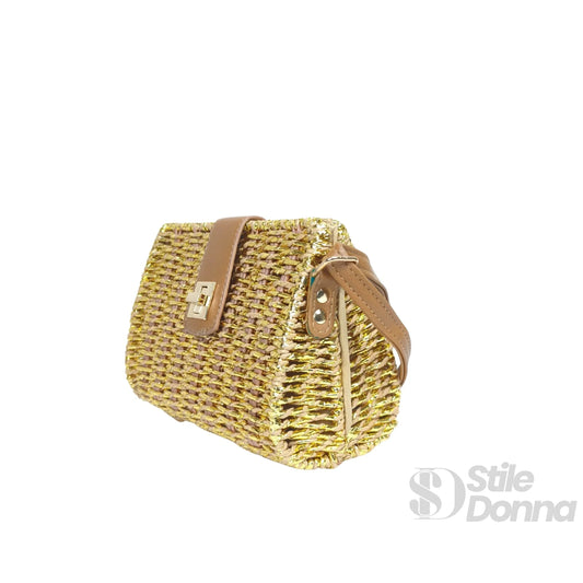 Borsa da Donna Intrecciata a Mano in Paglia | Dettaglio esterno | ecopelle