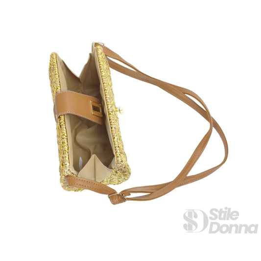 Borsa da Donna Intrecciata a Mano in Paglia | Vista posteriore | ecopelle