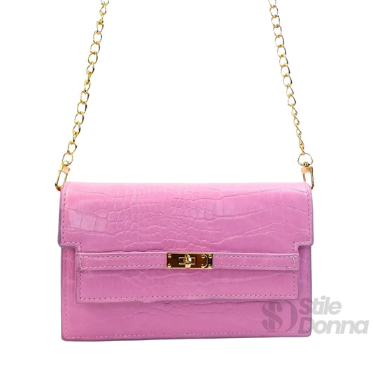 borsa-da-donna-online-con-texture-coccodrillo-rosa-a-tracolla-pelle-285 - Stile Donna Bags
