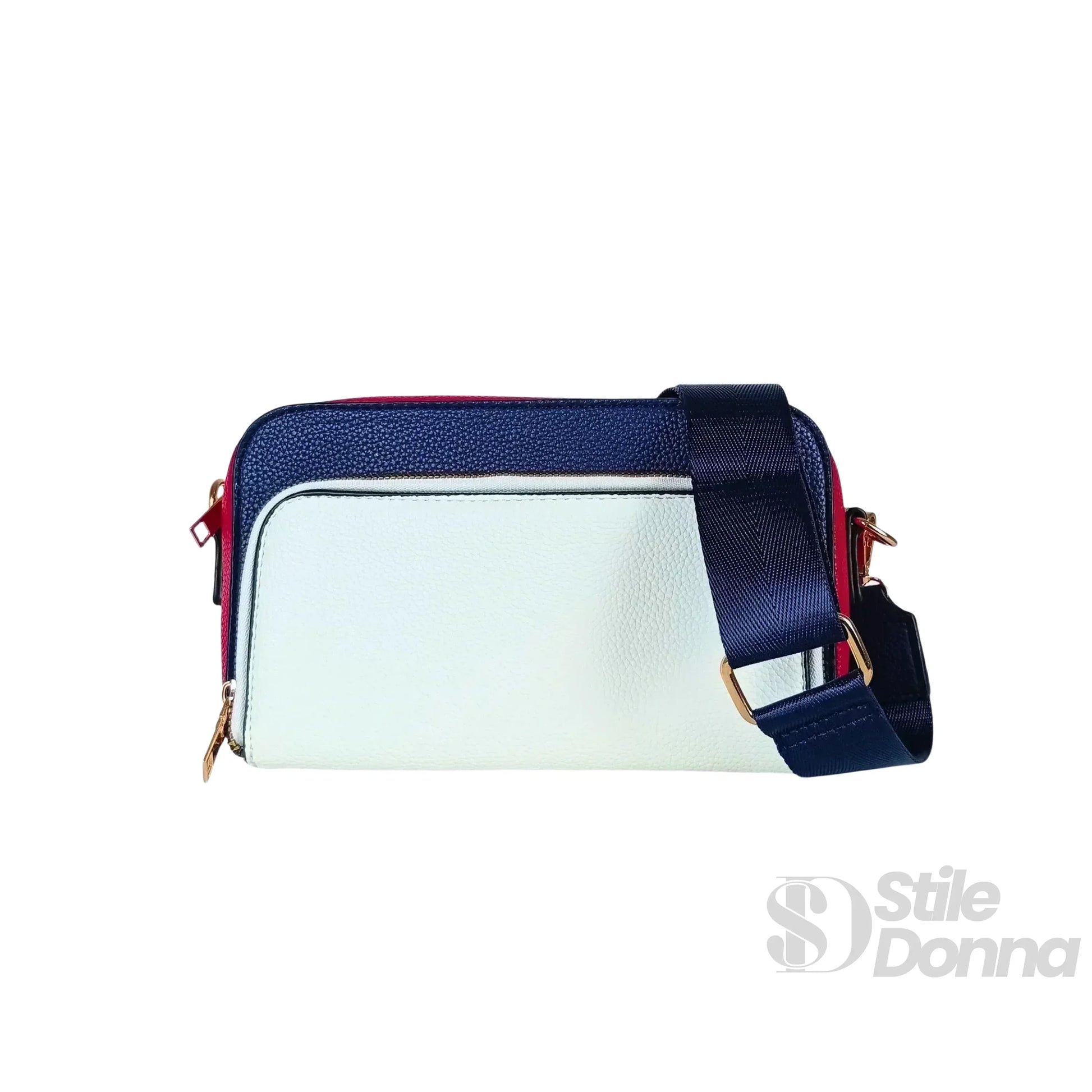 Borsa A Tracolla Donna Ecopelle Tricolore | Vista posteriore | ecopelle | Blu