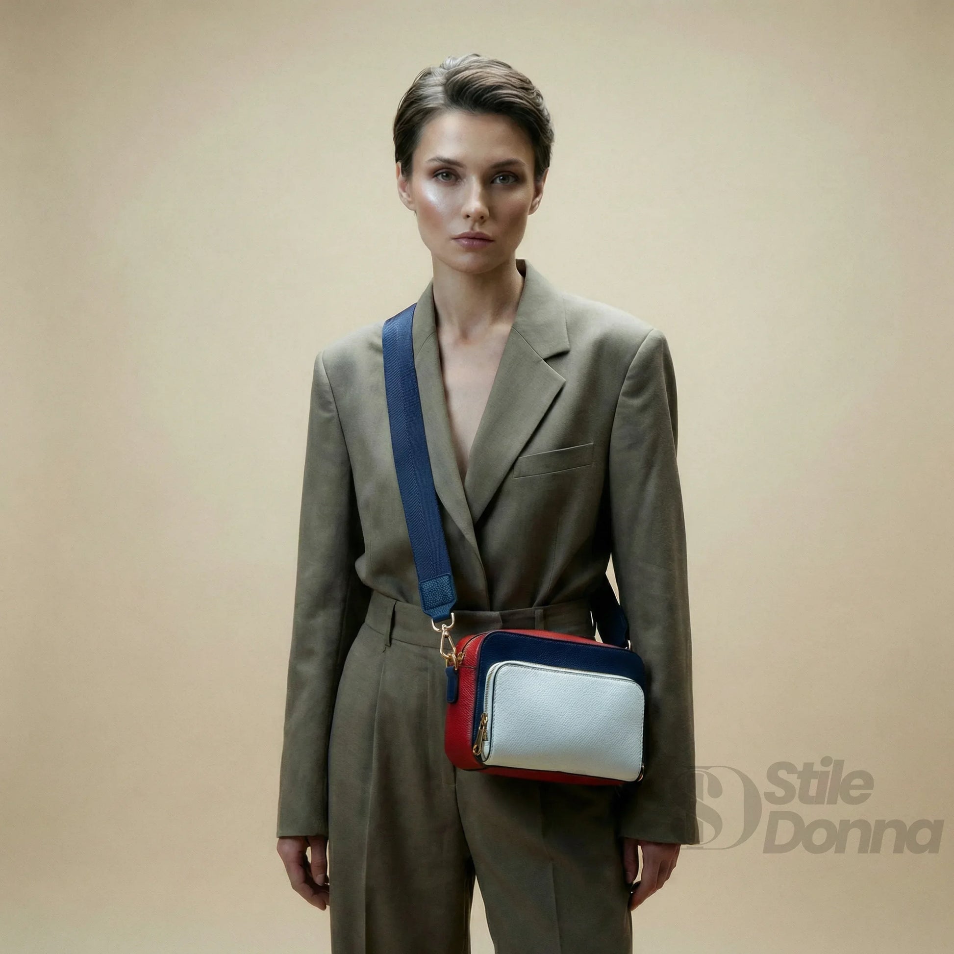 Borsa A Tracolla Donna Ecopelle Tricolore | Vista laterale | ecopelle