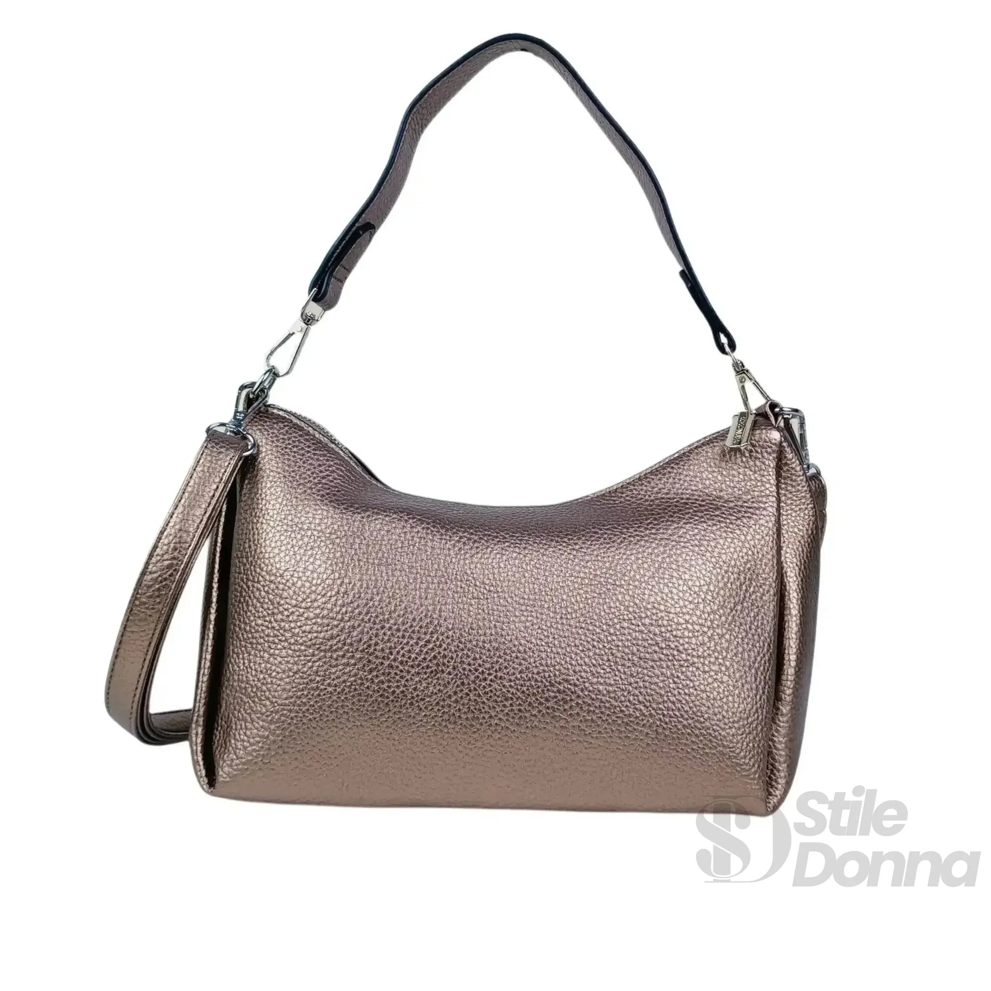 Borsa Donna Ecopelle Rosa Oro Metallizzato Con Perline Pe… | Vista laterale | ecopelle | Argento