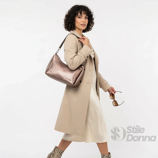 borsa-donna-in-pelle-rosa-oro-metallizzato-con-perline-a-mano-spalla-158 - Stile Donna Bags