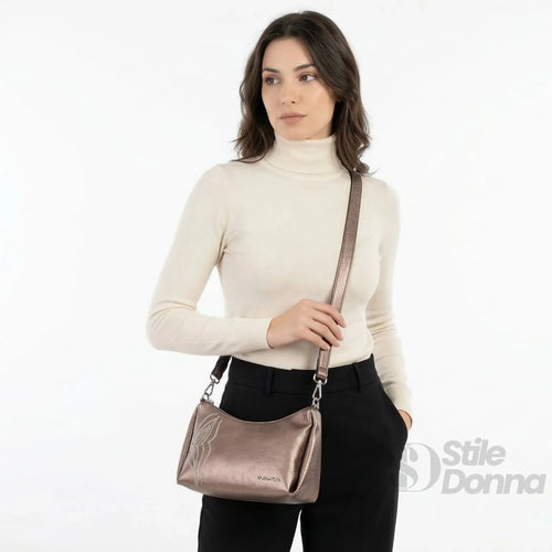 Borsa Donna Ecopelle Rosa Oro Metallizzato Con Perline Pe… | Interno e tasche | ecopelle | Argento