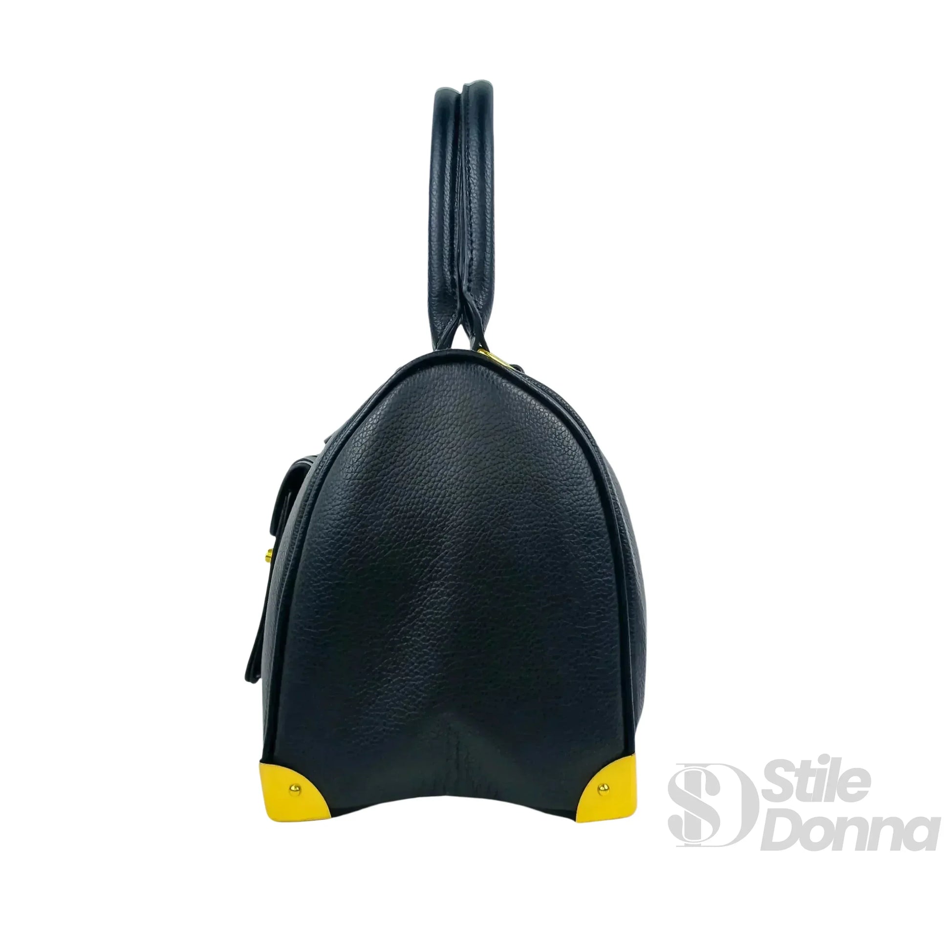 Borsa Dottore Enrico Pelle Nera Con Tracolla Removibile | Prospettiva indossata | vera pelle | Nero