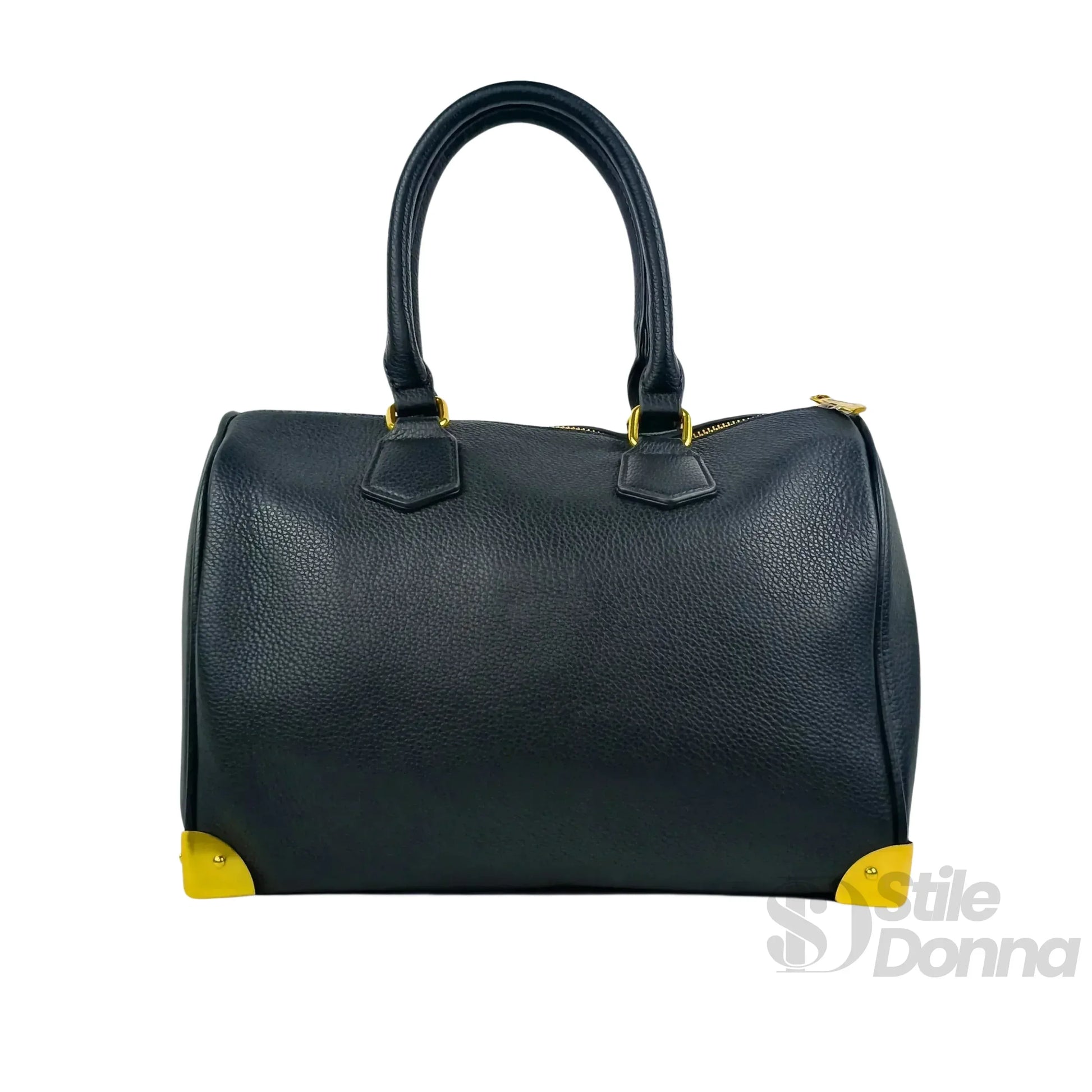 Borsa Dottore Enrico Pelle Nera Con Tracolla Removibile | Close-up chiusura | vera pelle | Nero