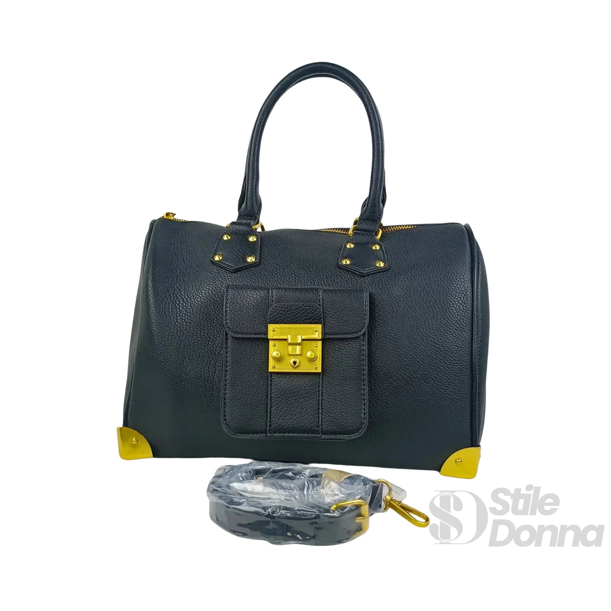 Borsa Dottore Enrico Pelle Nera Con Tracolla Removibile | Vista laterale | vera pelle | Nero