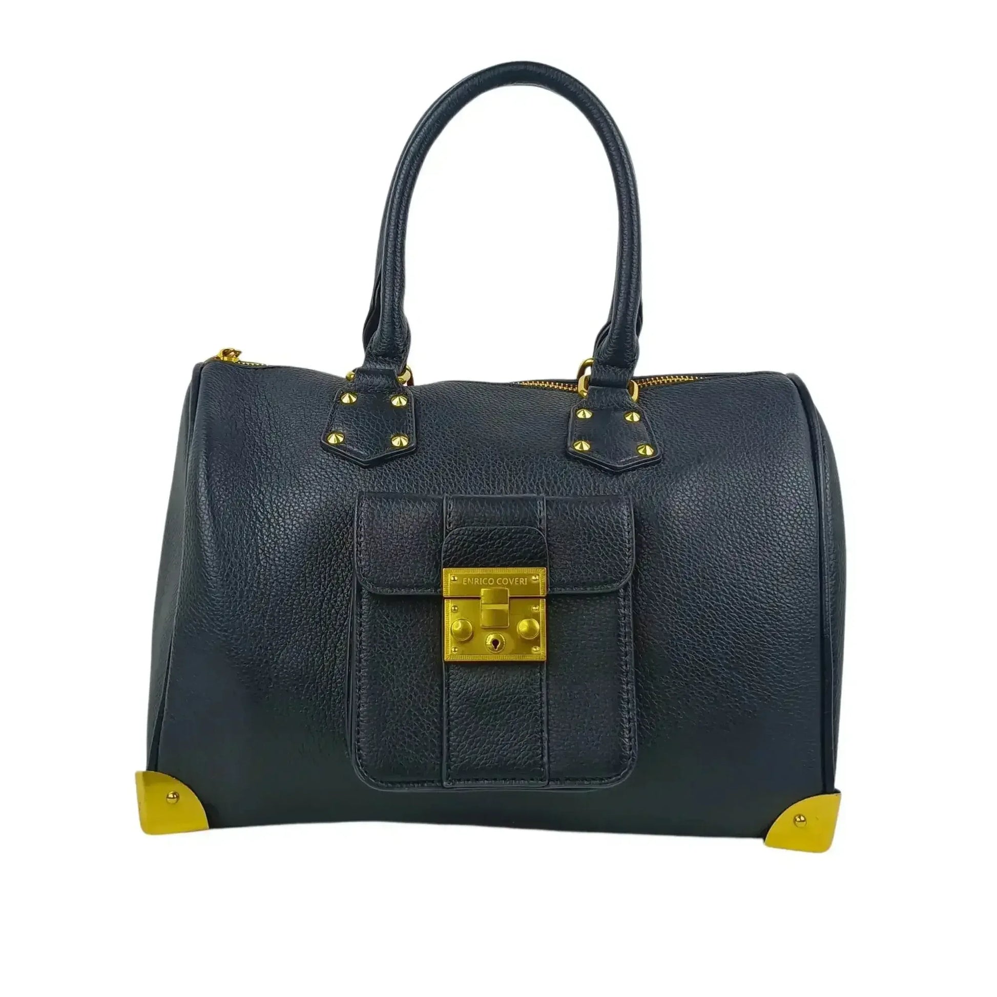 Borsa Dottore Enrico Pelle Nera Con Tracolla Removibile | Vista frontale | vera pelle | Nero