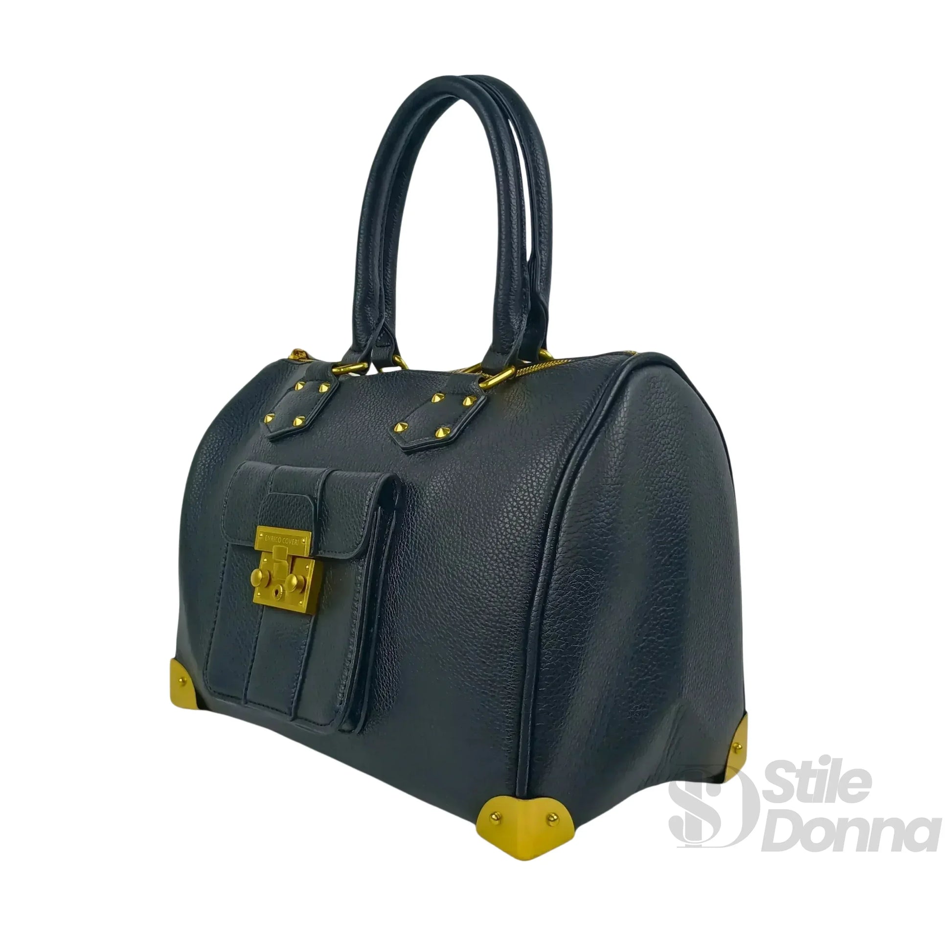 Borsa Dottore Enrico Pelle Nera Con Tracolla Removibile | Interno e tasche | vera pelle | Nero