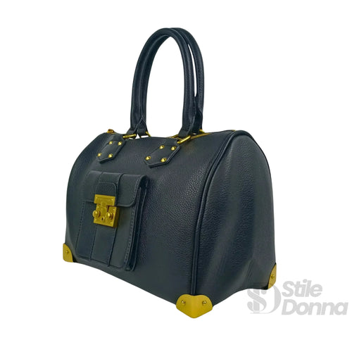 Borsa Dottore Enrico Pelle Nera Con Tracolla Removibile | Interno e tasche | vera pelle | Nero