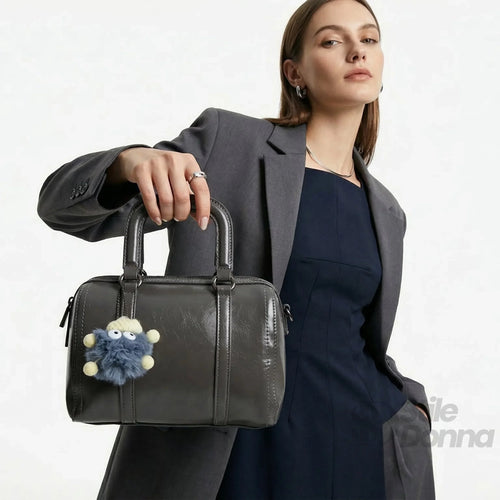 Borsa Ecopelle Grigio Scuro Con Tracolla Removibile Ampio… | Vista posteriore | ecopelle | Grigio