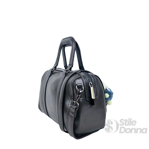 Borsa Ecopelle Grigio Scuro Con Tracolla Removibile Ampio… | Close-up chiusura | ecopelle | Grigio