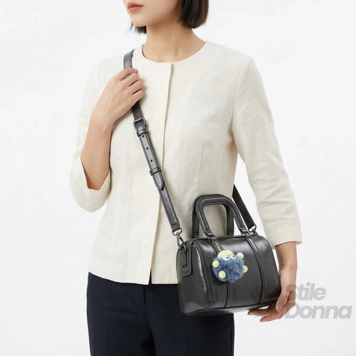 Borsa Ecopelle Grigio Scuro Con Tracolla Removibile Ampio… | Vista laterale | ecopelle | Grigio