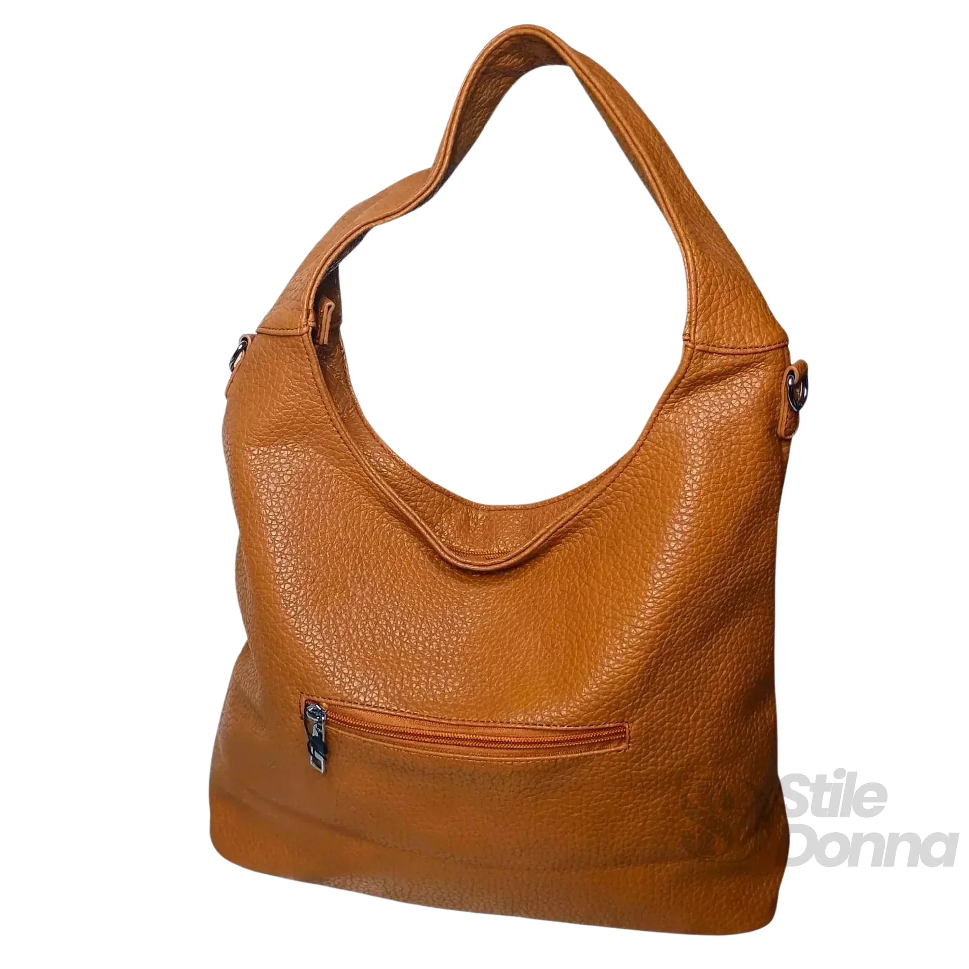 Borsa Hobo In Ecopelle Marrone Con Chiusura A Zip Tracoll… | Interno e tasche | ecopelle | Marrone
