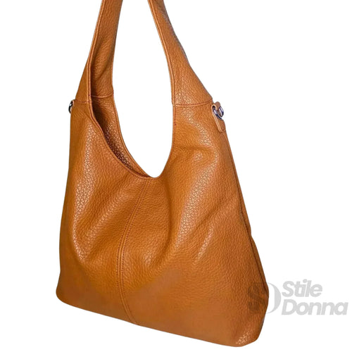 Borsa Hobo In Ecopelle Marrone Con Chiusura A Zip Tracoll… | Dettaglio esterno | ecopelle | Marrone