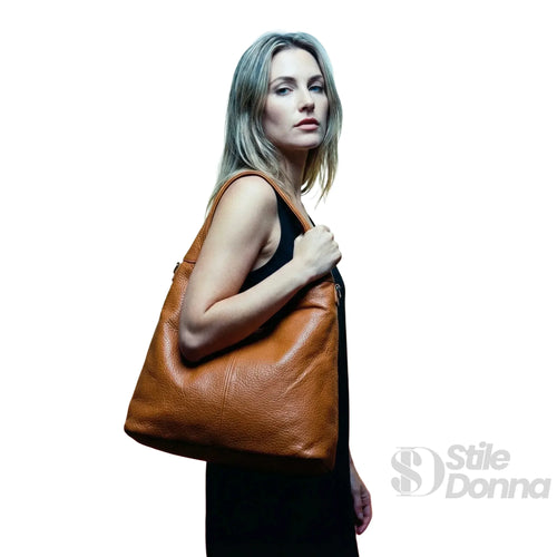 Borsa Hobo In Ecopelle Marrone Con Chiusura A Zip Tracoll… | Vista laterale | ecopelle | Marrone