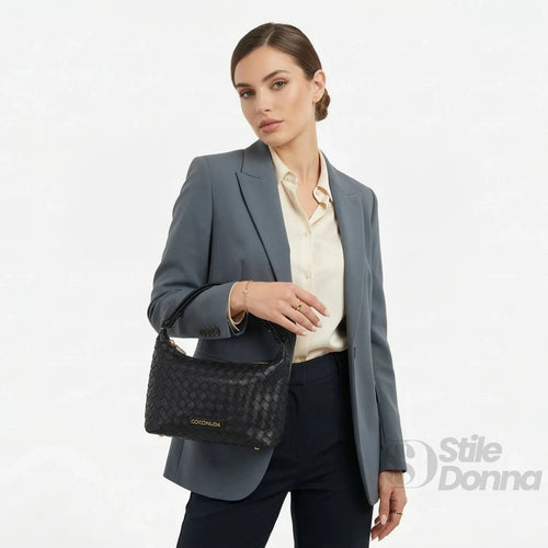 Coconuda Borsa Intrecciata Ecopelle Con Manico | Vista laterale | ecopelle | Nero