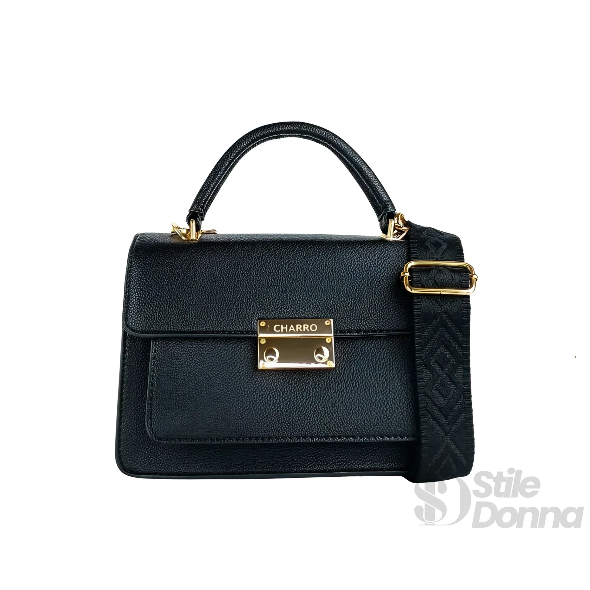 Charro Borsa In Ecopelle Nera Con Tracolla Regolabile E F… | Dettaglio esterno | vera pelle | Nero