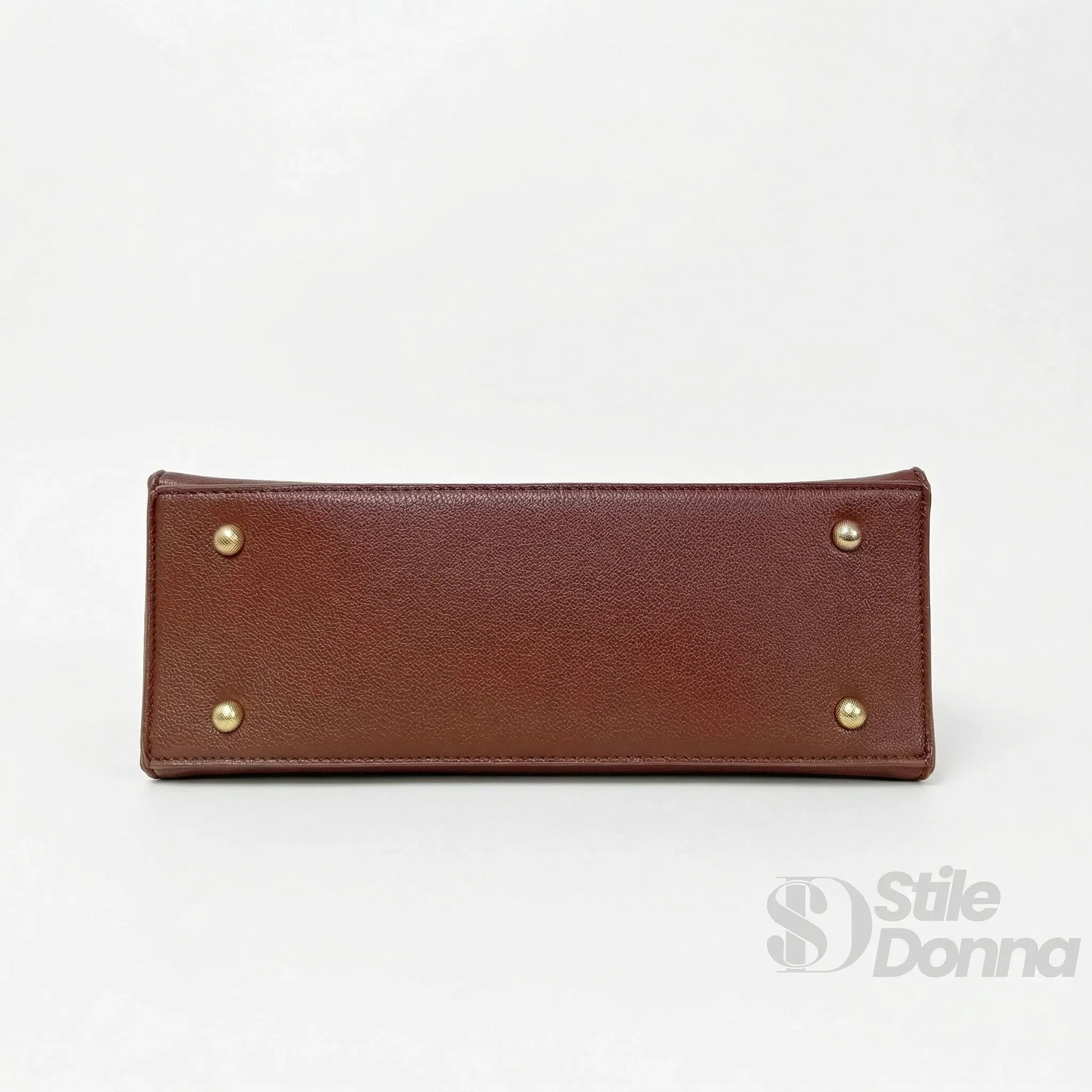 Borsa In Pelle PU Chiusura Quadrifoglio Metallo Oro Inter… | Close-up chiusura | ecopelle | Marrone