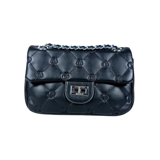 borsa-in-pelle-pu-con-tracolla-a-catena-argento-mano-trapuntata-957 - Stile Donna Bags