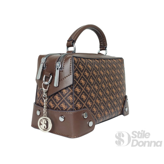 Mini Doctor Bag In Pelle Microfibra Con Monogramma, Borsa… | Vista laterale | ecopelle | Marrone