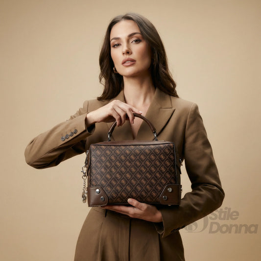 Mini Doctor Bag In Pelle Microfibra Con Monogramma, Borsa… | Dettaglio esterno | ecopelle | Marrone