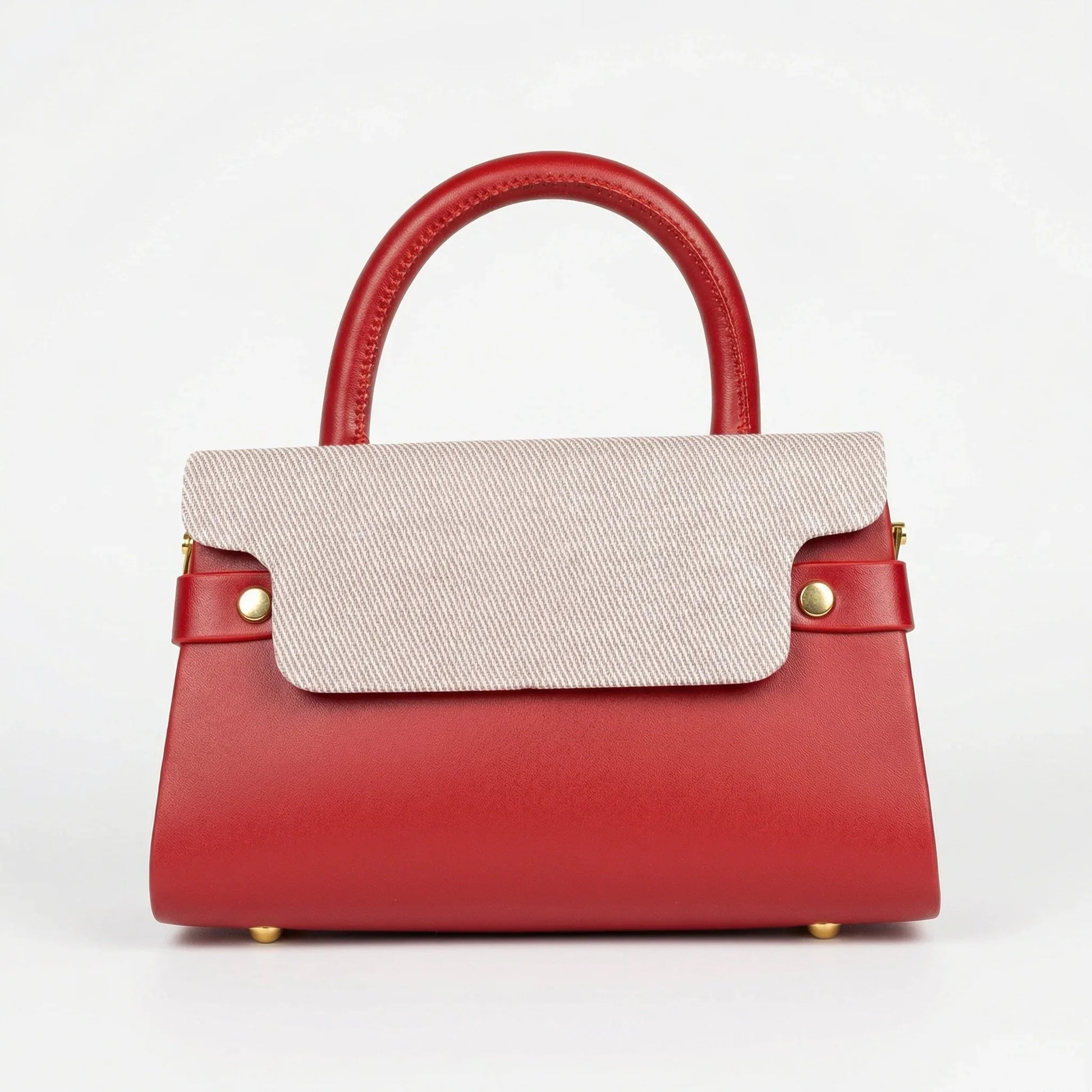 Borsa Mini Top-Handle EcoPelle Colore A Contrasto Con Tra… | Vista laterale | ecopelle | Rosso