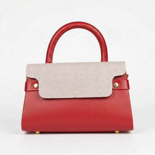 Borsa Mini Top-Handle EcoPelle Colore A Contrasto Con Tra… | Vista laterale | ecopelle | Rosso